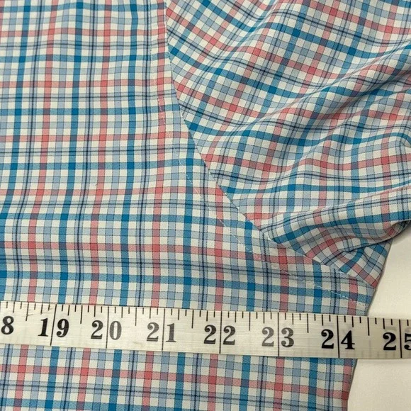 Peter Millar Mens Large Summer Comfort Shirt Long Sleeve Stretch Blue Pink Plaid - Picture 4 of 9